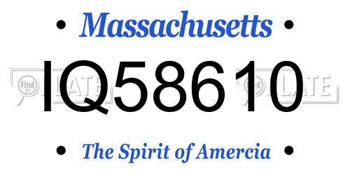 IQ58610 Massachusetts License Plate