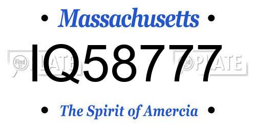 IQ58777 Massachusetts License Plate