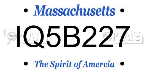 IQ5B227 Massachusetts License Plate