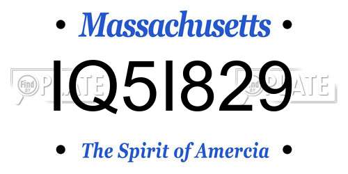 IQ5I829 Massachusetts License Plate