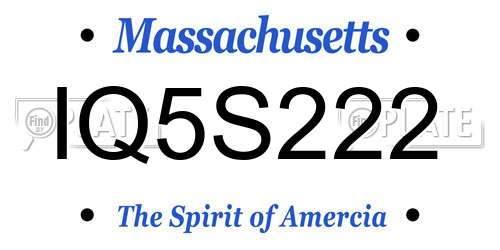 IQ5S222 Massachusetts License Plate