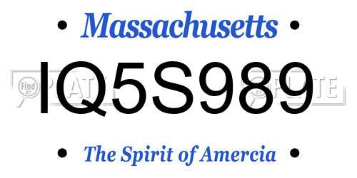 IQ5S989 Massachusetts License Plate