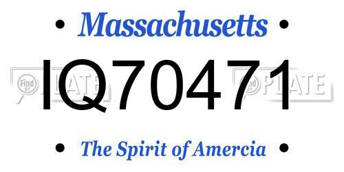 IQ70471 Massachusetts License Plate