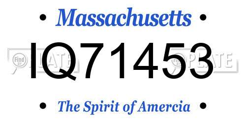IQ71453 Massachusetts License Plate