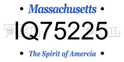 IQ75225 Massachusetts License Plate
