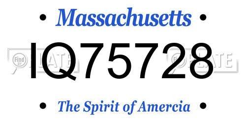 IQ75728 Massachusetts License Plate