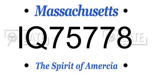 IQ75778 Massachusetts License Plate