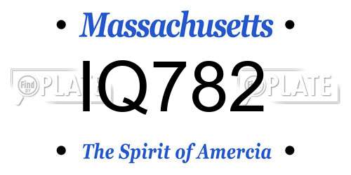 IQ782 Massachusetts License Plate