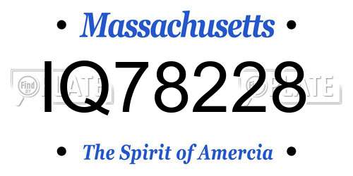 IQ78228 Massachusetts License Plate