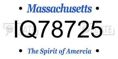 IQ78725 Massachusetts License Plate