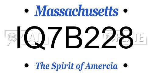 IQ7B228 Massachusetts License Plate