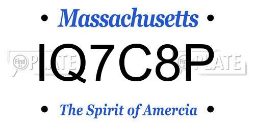 IQ7C8P Massachusetts License Plate