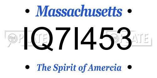 IQ7I453 Massachusetts License Plate