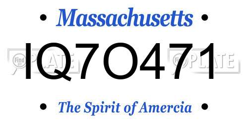 IQ7O471 Massachusetts License Plate