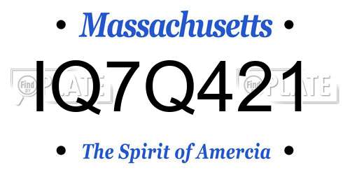 IQ7Q421 Massachusetts License Plate