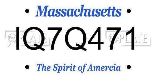 IQ7Q471 Massachusetts License Plate