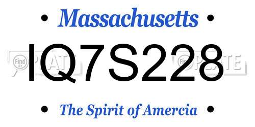 IQ7S228 Massachusetts License Plate