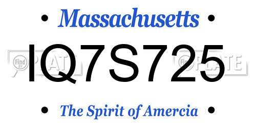 IQ7S725 Massachusetts License Plate