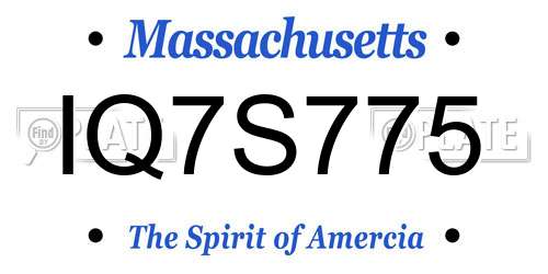 IQ7S775 Massachusetts License Plate