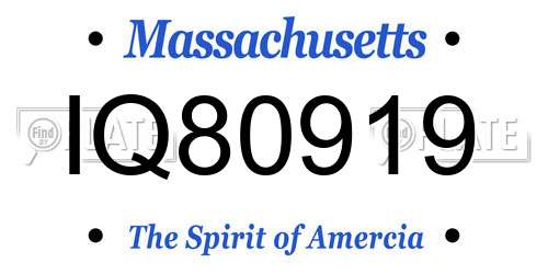 IQ80919 Massachusetts License Plate