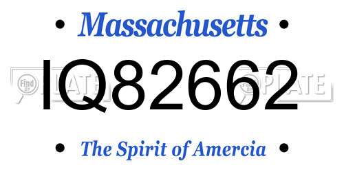 IQ82662 Massachusetts License Plate