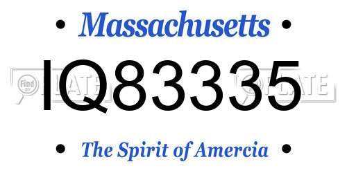 IQ83335 Massachusetts License Plate