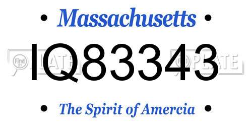 IQ83343 Massachusetts License Plate