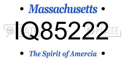 IQ85222 Massachusetts License Plate