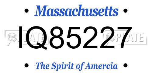 IQ85227 Massachusetts License Plate