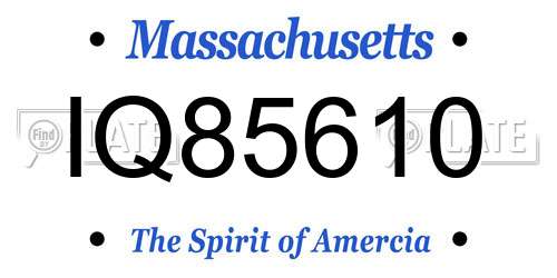 IQ85610 Massachusetts License Plate