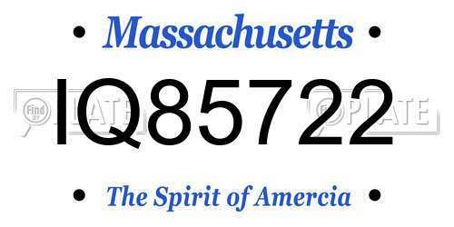 IQ85722 Massachusetts License Plate
