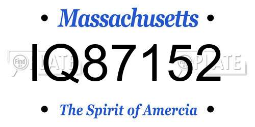 IQ87152 Massachusetts License Plate