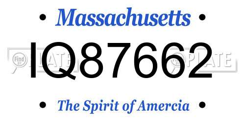 IQ87662 Massachusetts License Plate