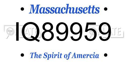 IQ89959 Massachusetts License Plate