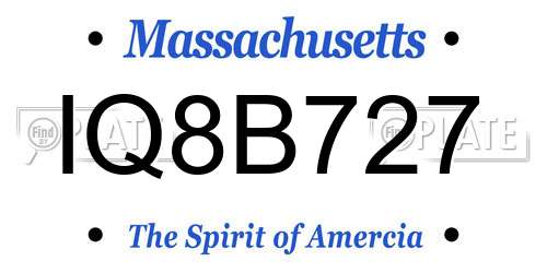 IQ8B727 Massachusetts License Plate
