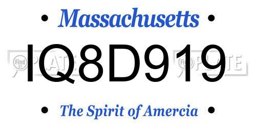 IQ8D919 Massachusetts License Plate