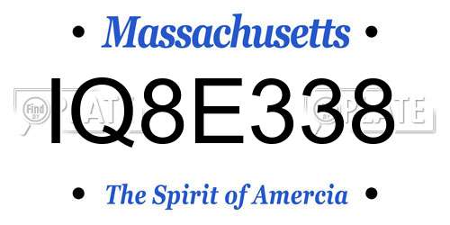 IQ8E338 Massachusetts License Plate