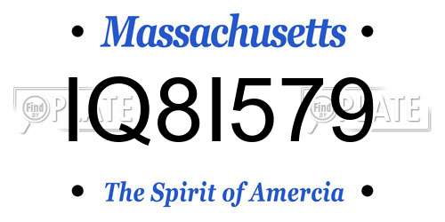 IQ8I579 Massachusetts License Plate