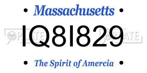 IQ8I829 Massachusetts License Plate