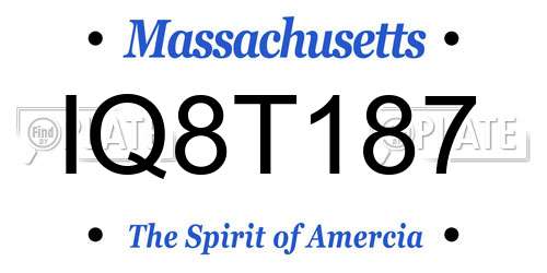 IQ8T187 Massachusetts License Plate