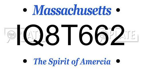 IQ8T662 Massachusetts License Plate