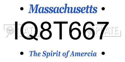 IQ8T667 Massachusetts License Plate