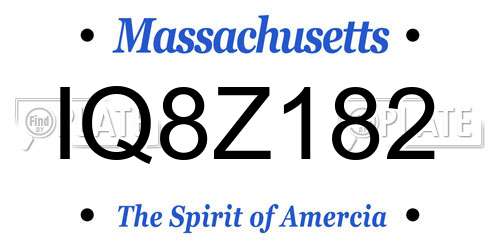 IQ8Z182 Massachusetts License Plate