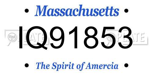 IQ91853 Massachusetts License Plate