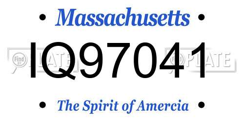 IQ97041 Massachusetts License Plate