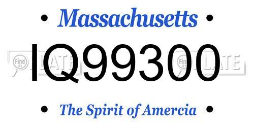 IQ99300 Massachusetts License Plate