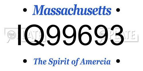 IQ99693 Massachusetts License Plate