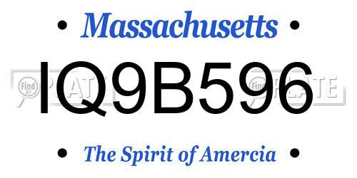 IQ9B596 Massachusetts License Plate