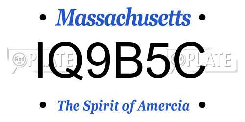 IQ9B5C Massachusetts License Plate