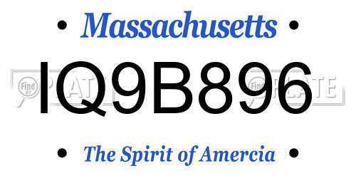 IQ9B896 Massachusetts License Plate